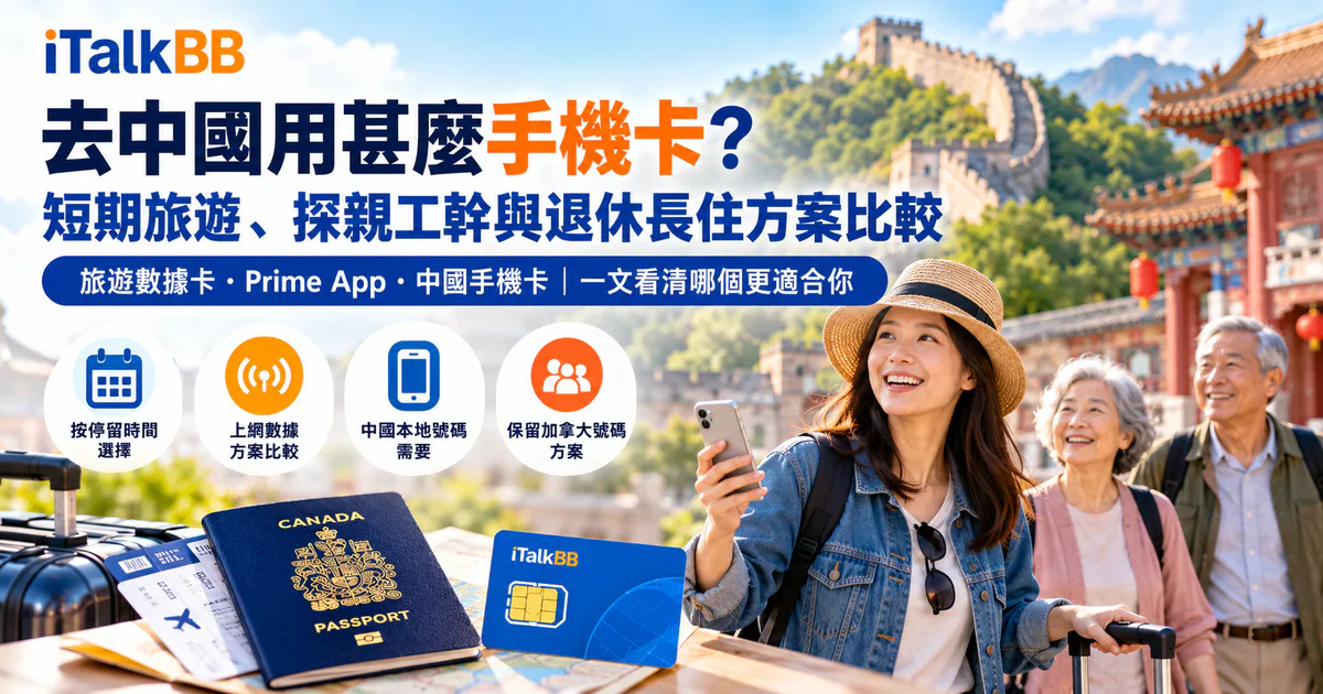 iTalkBB比較旅遊數據卡、Prime App及中國手機卡方案的宣傳海報